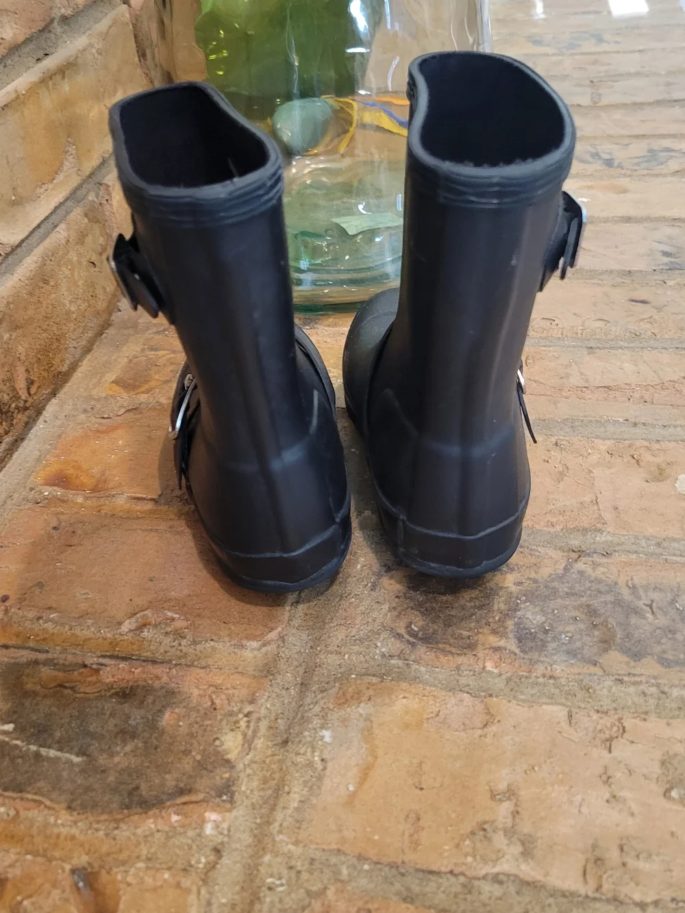 Hunter Kids Black Rubber Water Shoes with Buckle Detail